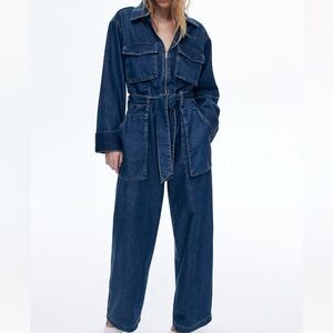 H&M Dark Blue Denim Jumpsuit
